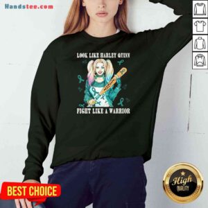 Pretty Look Like Harley Quinn Fight Like A Warrior Breast Cancer Sweatshirt- Design By Proposetees.com