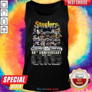 Pretty Pittsburgh Steelers 88th Anniversary Signatures Thank You For The Memories Tank-Top- Design By Proposetees.com