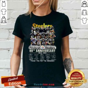 Pretty Pittsburgh Steelers 88th Anniversary Signatures Thank You For The Memories V-neck- Design By Proposetees.com