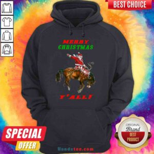 Pretty Santa Claus Riding Horse Merry Christmas Y’all Hoodie- Design By Proposetees.com