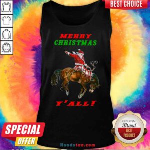 Pretty Santa Claus Riding Horse Merry Christmas Y’all Tank-Top- Design By Proposetees.com