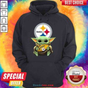 Pretty Star Wars Baby Yoda Hug Pittsburgh Steelers Hoodie- Design By Proposetees.com