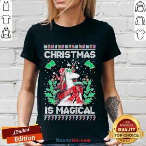 Unicorn Christmas Is Magical Ugly Christmas V-neck- Design By Handstee.com