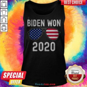 Top Biden Won American Flag Glasses Tank Top - Design By Handstee.com