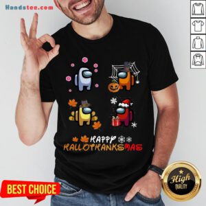 Top Among Us Happy Hallothanksmas Shirt- Design By Handstee.com