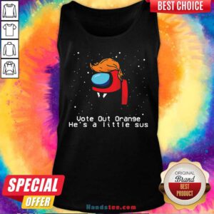 Among Us Trump Vote Out Orange He’s A Little Sus Christmas Tank-Top- Design By Handstee.com