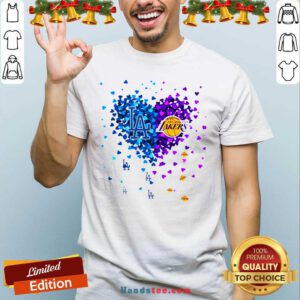 Top LA Dodgers And Lakers Champions 2020 Tiny Hearts Shape Shirt- Design By Handstee.com