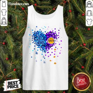 Top LA Dodgers And Lakers Champions 2020 Tiny Hearts Shape Tank-Top- Design By Handstee.com
