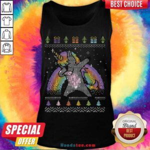 Top Unicorn Dabbing Ugly Merry Christmas Tank Top- Design By Handstee.com