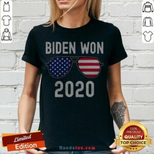 Top Biden Won American Flag Glasses V-neck - Design By Handstee.com