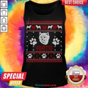 Akita Ugly Christmas Tank-Top- Design By Handstee.com