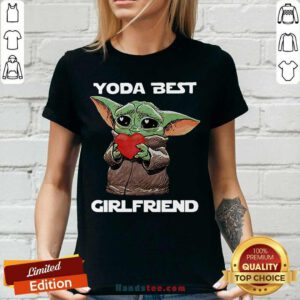 Awesome Baby Yoda Hug Heart Best Girlfriend V-neck - Design by handstee.com