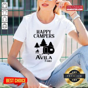 Awesome Happy Campers The Avila Family V-neck - Design by handstee.com