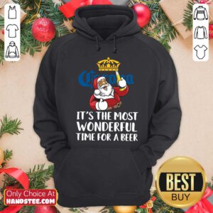 Hot Santa Claus Drink Corona Extra It's The Most Wonderful Time For A Beer Christmas Hoodie- Design By Handstee.com