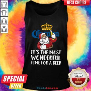 Hot Santa Claus Drink Corona Extra It's The Most Wonderful Time For A Beer Christmas Tank-Top- Design By Handstee.com