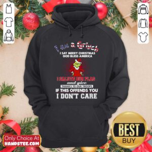 I Am A Grinch I Say Merry Christmas God Bless America I Salute Our Flag Hoodie- Design By Handstee.com