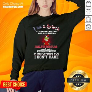 I Am A Grinch I Say Merry Christmas God Bless America I Salute Our Flag Sweatshirt- Design By Handstee.com
