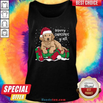 Awesome Merry Christmas Y’all Puppy Dog Tank Top - Design by handstee.com