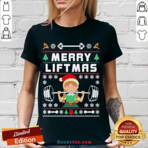 Merry Liftmas For Girls Women Christmas Gym Lover Girl V-neck- Design By Handstee.com