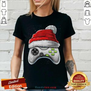 Awesome Video Game Controller Santa Hat Christmas V-neck - Design by handstee.com