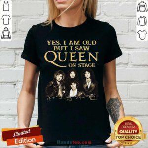 Awesome Yes I Am Old But I Saw Queen On Stage Signatures V-neck - Design by handstee.com