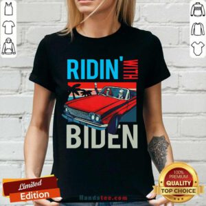 Car Riding With Biden Kamala Harris Joe Biden Vintage Retro V-neck- Design by handstee.com