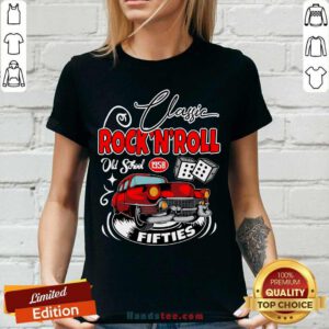 Classic Rockabilly Retro 1950s Sock Hop Rock And Roll Doo Wop 50s V-neck - Design by handstee.com