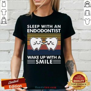 Dentist Sleep With An Endodontist Wake Up With A Smile Vintage V-neck - Design by handstee.com