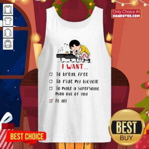 Freddie Mercury Play Piano I Want To Break Free To Ride My Bicycle To Make A Supersonic Man Out Of You Tank Top - Design by handstee.com