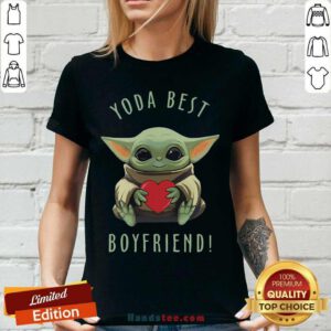 Funny Baby Yoda Hug Heart Best Boyfriend V-neck - Design by handstee.com