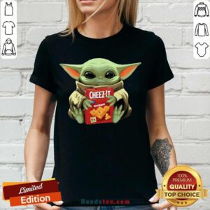 Baby Yoda Hugs Cheez It Box V-neck- Design By Handstee.com