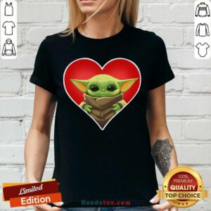 Funny Heart Baby Yoda V-neck - Design by handstee.com