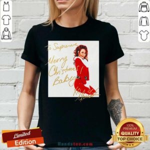 Funny Mariah Carey To Supreme Merry Christmas Baby V-neck - Design by handstee.com
