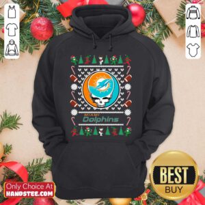Miami Dolphins Grateful Dead Ugly Christmas Hoodie- Design By Handstee.com