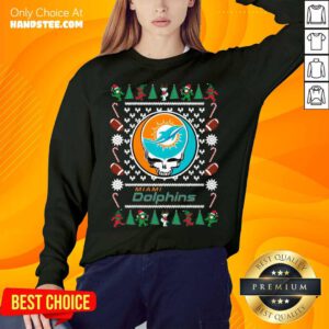 Miami Dolphins Grateful Dead Ugly Christmas Sweatshirt- Design By Handstee.com