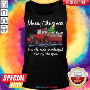 Santa Claus And Animal Merry Christmas It's The Most Wonderful Time Of The Year Tank-Top- Design By Handstee.com