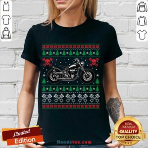 American Motorcycle Cool Biker Ugly Christmas Sweater Gift V-neck- Design By Handstee.com