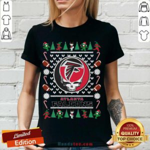 Atlanta Falcons Grateful Dead Ugly Christmas V-neck- Design By Handstee.com
