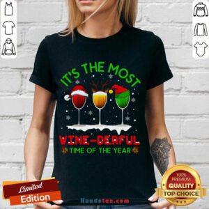 Christmas Wine Xmas Alcohol Pajama Pj Tops For Women V-neck- Design By Handstee.com
