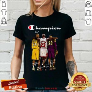 Kobe Bryant Michael Jordan LeBron James Champion Signatures V-neck- Design By Handstee.com