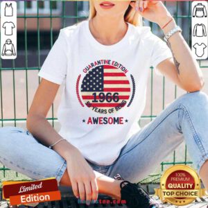 Quarantine Edition 1966 55 Years Of Being AweSome American Flag V-neck- Design By Handstee.com