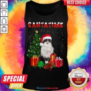 Santatime Cat Merry Christmas Tree Gift Tank-Top- Design By Handstee.com