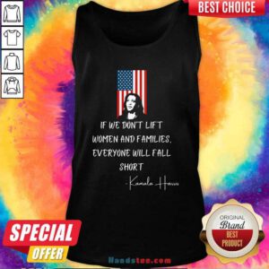 If We Dont Lift Women And Families Everyone Will Fall Madam Harris American Flag Tank Top - Design by handstee.com