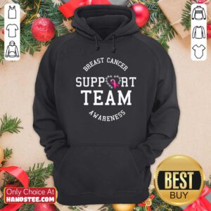Nice Breast Cancer Support Team Awareness Ribbon Pink Hoodie - Design by handstee.com
