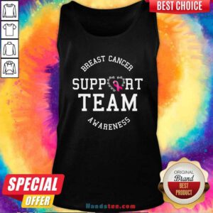 Nice Breast Cancer Support Team Awareness Ribbon Pink TAnk Top - Design by handstee.com