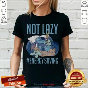 Nice Disney Lilo Stitch Not Lazy Energy Saving V-neck - Design by handstee.com