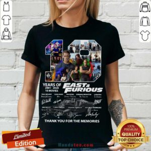 Fast And Furious 19 Years Thank You For The Memories Signatures V-neck- Design By Handstee.com