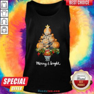 Nice Good Volleyball Merry And Bright Christmas Tree Tank Top - Design by handstee.com
