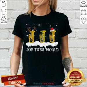Joy Tuba World Christmas V-neck- Design By Handstee.com