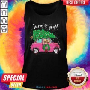 Nice Merry And Bright Pitbull Dog Ugly Christmas Tank Top - Design by handstee.com